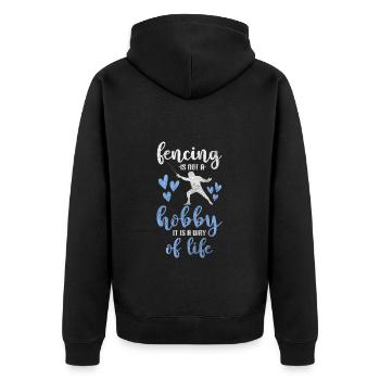 Fechten Maske Florett - Unisex Premium Bio Zip Hoodie - Schwarz - Hinten - Nico (187cm)