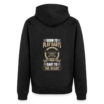 Dart Dartboard Bullseye Darter - Unisex Premium Bio Zip Hoodie - Schwarz - Hinten - Nico (187cm)