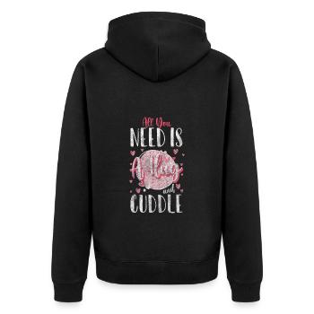 Relation, câlin, câlin, tendresse - Veste à capuche bio Premium Unisexe - noir - Dos - Nico (187cm)