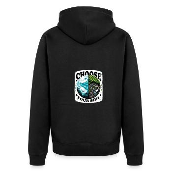 Anti Littering No Environment Recycle Trash - Unisex Premium Bio Zip Hoodie - Schwarz - Hinten - Nico (187cm)