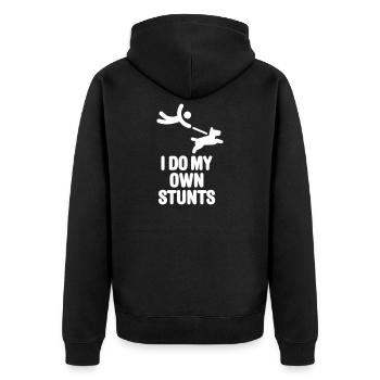 Ich mache meine eigenen Stunts, Hundespaziergänge lustige Hundeliebhaber - Unisex Premium Bio Zip Hoodie - Schwarz - Hinten - Nico (187cm)