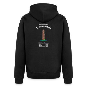 Alter Leuchtturm Travemünde, Ostsee, Deutschland - Unisex Premium Bio Zip Hoodie - Schwarz - Hinten - Nico (187cm)