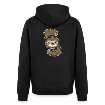Säugetier Tier Faultier Urwaldbewohner Dschungel - Unisex Premium Bio Zip Hoodie - Schwarz - Hinten - Nico (187cm)