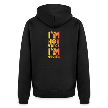Je ne suis pas parfait, original - Veste à capuche bio Premium Unisexe - noir - Dos - Nico (187cm)