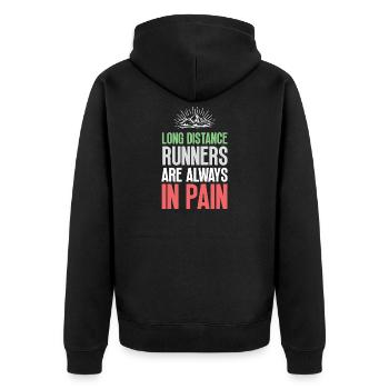 Langstreckenläufer haben immer Schmerzen - Unisex Premium Bio Zip Hoodie - Schwarz - Hinten - Nico (187cm)