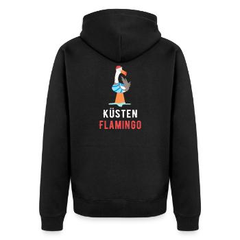 Küsten Flamingo - Unisex Premium Bio Zip Hoodie - Schwarz - Hinten - Nico (187cm)