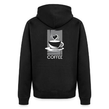 Cafe Kaffee Symbol Illustration Logo Bar Grafik - Unisex Premium Bio Zip Hoodie - Schwarz - Hinten - Nico (187cm)