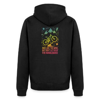 Citation sur la liberté en VTT - Veste à capuche bio Premium Unisexe - noir - Dos - Nico (187cm)