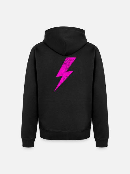 Bright Pink Lightning Motif - Unisex Premium Organic Zip Hoodie - black