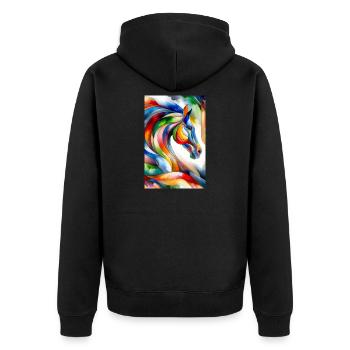 Horse abstract - Unisex Premium Organic Zip Hoodie - black - Back - Nico (187cm)