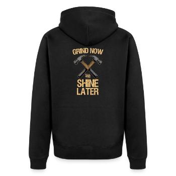 Motivational Hammer Crossed Design - Unisex Premium Organic Zip Hoodie - black - Back - Nico (187cm)