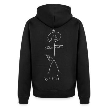 Oiseau. (lignes blanches) (par Leni Riosa) - Veste à capuche bio Premium Unisexe - noir - Dos - Nico (187cm)