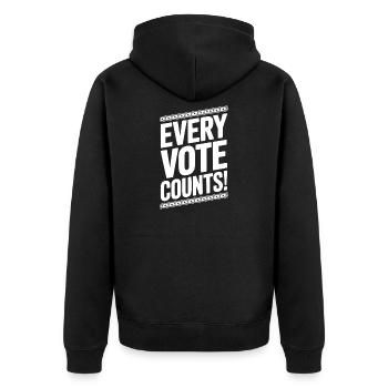 Every Vote Counts - Unisex Premium Organic Zip Hoodie - black - Back - Nico (187cm)
