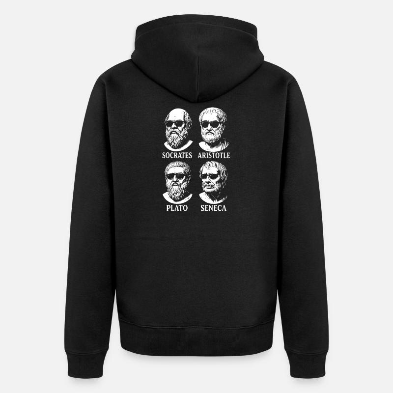 Griechisches Philosophenquartett mit Sonnenbrille - Unisex Premium Bio Zip Hoodie - Schwarz