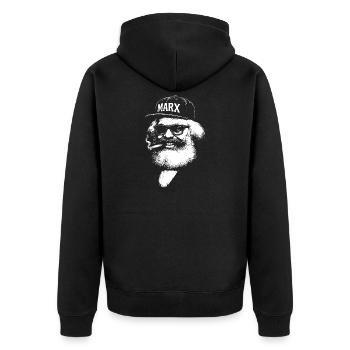 Karl Marx Pop-Ikone - Unisex Premium Bio Zip Hoodie - Schwarz - Hinten - Nico (187cm)