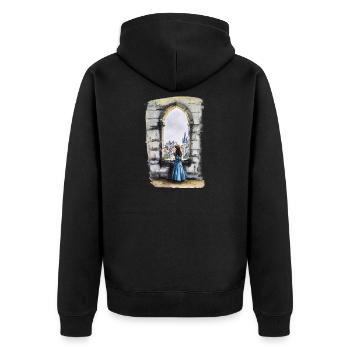 Rêve de fenêtre de château de conte de fées - Veste à capuche bio Premium Unisexe - noir - Dos - Nico (187cm)