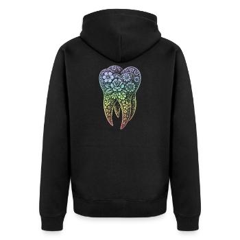 Flowers tooth in gradient - Unisex Premium Organic Zip Hoodie - black - Back - Nico (187cm)