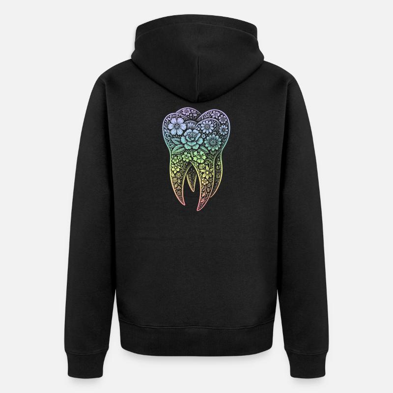 Fleurs dentées en dégradé - Veste à capuche bio Premium Unisexe - noir