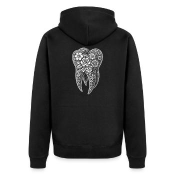 Flowery tooth - Unisex Premium Organic Zip Hoodie - black - Back - Nico (187cm)