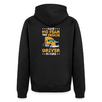 No Fear Truck Driver Retro Semi Trailer Art - Unisex Premium Bio Zip Hoodie - Schwarz - Hinten - Nico (187cm)