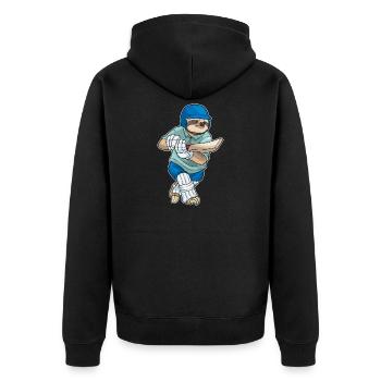 Faultier Cricket Cricketschläger Sport - Unisex Premium Bio Zip Hoodie - Schwarz - Hinten - Nico (187cm)