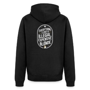 Everything I Love Illegal Expensive Blonde Männer - Unisex Premium Bio Zip Hoodie - Schwarz - Hinten - Nico (187cm)