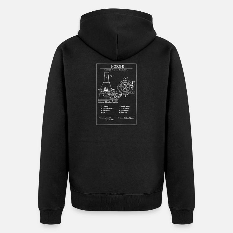 Plan d’engrenage de forge - Veste à capuche bio Premium Unisexe - noir