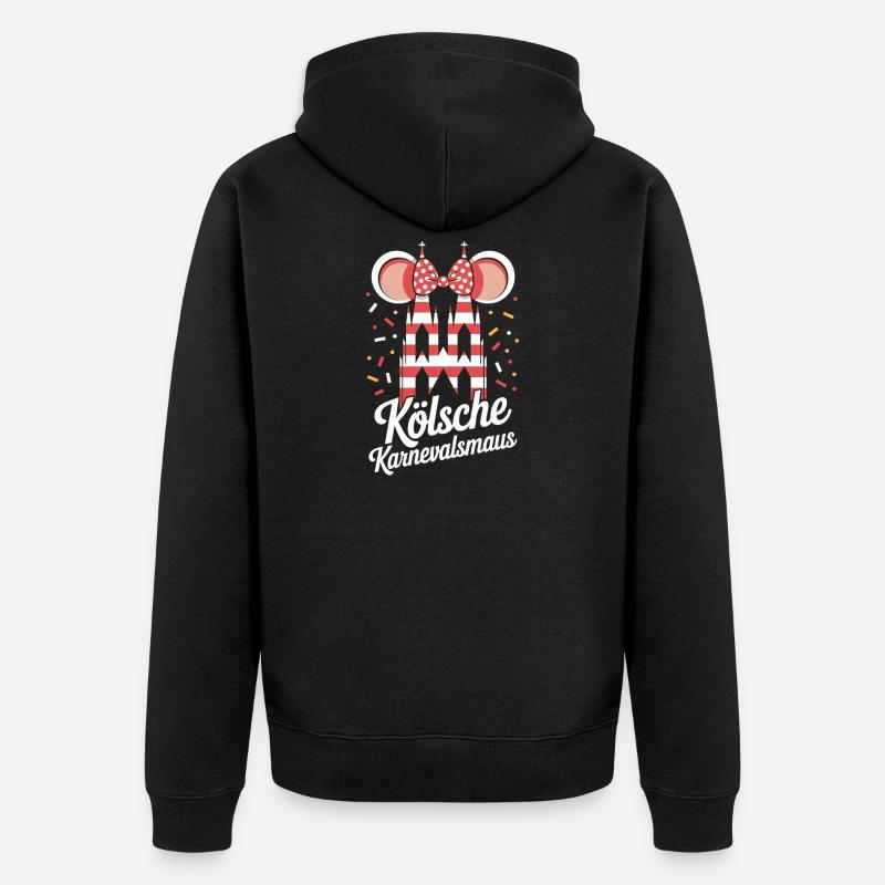 Kölsche Karnevalsmaus Karneval Köln Kölner Maus - Unisex Premium Bio Zip Hoodie - Schwarz