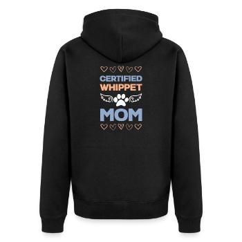 Zertifizierte Whippet Mama - Unisex Premium Bio Zip Hoodie - Schwarz - Hinten - Nico (187cm)