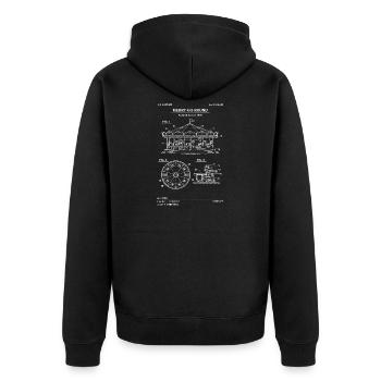 Carousel Blueprint: Vintage Patent - Unisex Premium Organic Zip Hoodie - black - Back - Nico (187cm)