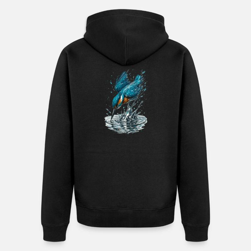 Eisvogel im Einsatz - Unisex Premium Bio Zip Hoodie - Schwarz