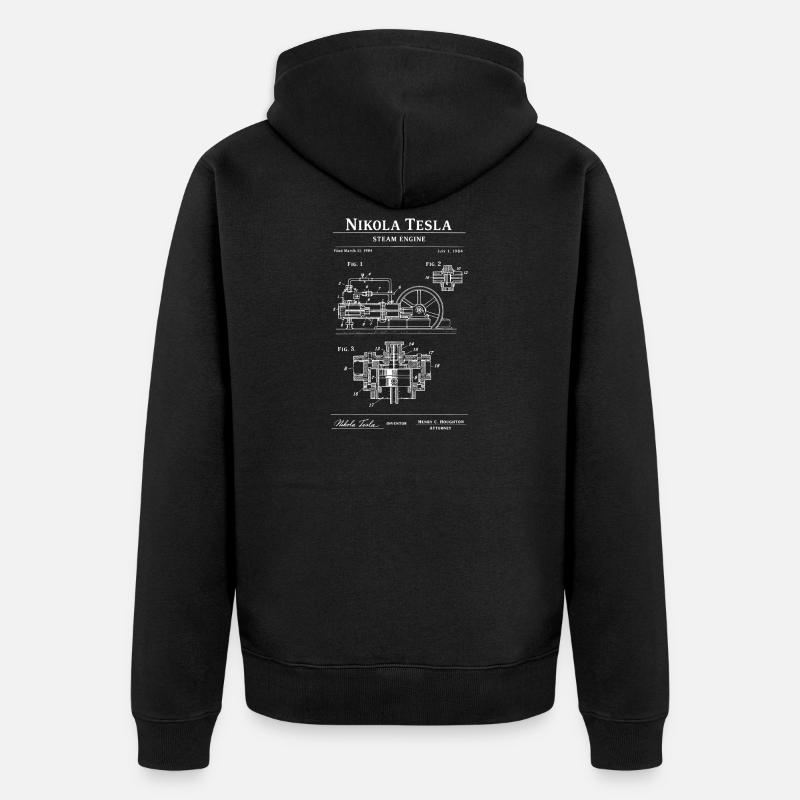 Dampflok-Bauplan - Unisex Premium Bio Zip Hoodie - Schwarz