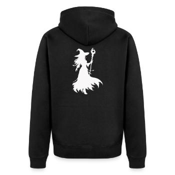Witches silhouette with staff - Unisex Premium Organic Zip Hoodie - black - Back - Nico (187cm)