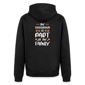 Mein Chihuahua ist Familienmitglied - Unisex Premium Bio Zip Hoodie - Schwarz - Hinten - Nico (187cm)