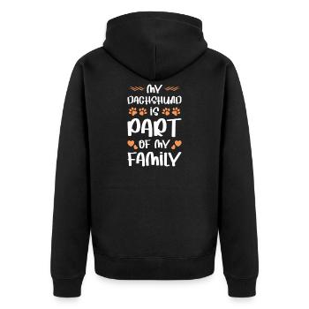 Mein Dackel ist Teil meiner Familie - Unisex Premium Bio Zip Hoodie - Schwarz - Hinten - Nico (187cm)