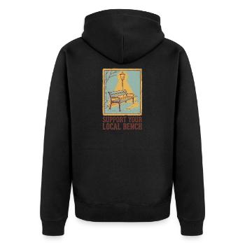 Support Bench - Unisex Premium Bio Zip Hoodie - Schwarz - Hinten - Nico (187cm)