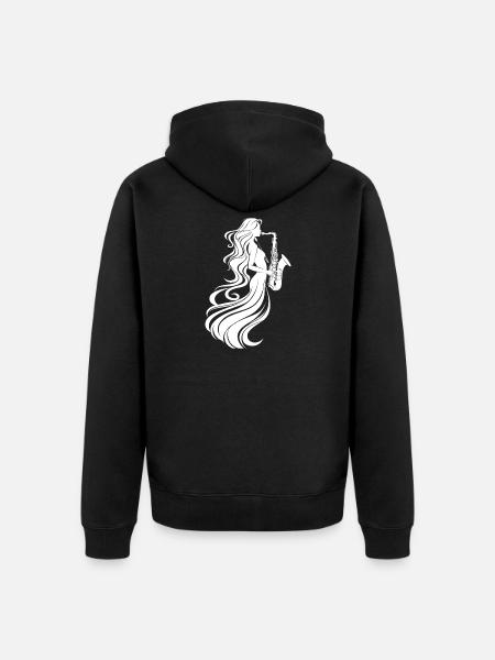 Dessin de saxophoniste - Veste à capuche bio Premium Unisexe - noir
