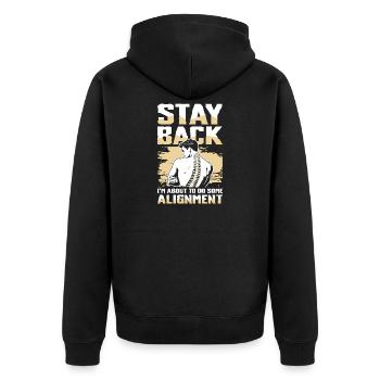 Rückzug Ich Mache Eine Ausrichtung - Unisex Premium Bio Zip Hoodie - Schwarz - Hinten - Nico (187cm)