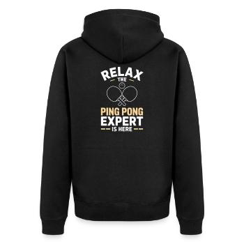 Table Tennis Ping Pong Table Tennis Player Gift - Unisex Premium Organic Zip Hoodie - black - Back - Nico (187cm)