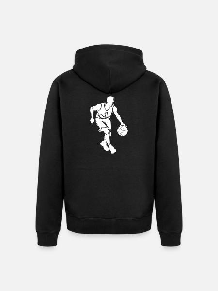 Basketballer Zeichnung - Unisex Premium Bio Zip Hoodie - Schwarz