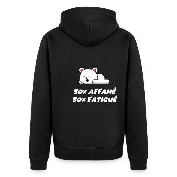 50% affamé 50% fatigué - Veste à capuche bio Premium Unisexe - noir - Dos - Nico (187cm)