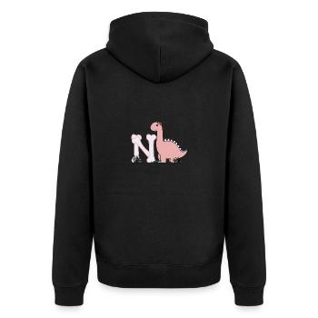 Buchstabe N - Unisex Premium Bio Zip Hoodie - Schwarz - Hinten - Nico (187cm)