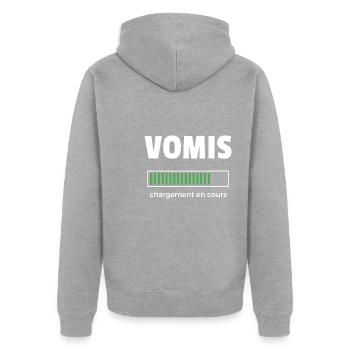vomis chargement en cours - Veste à capuche bio Premium Unisexe - gris chiné - Dos - Nico (187cm)