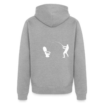 pêcheur de toilettes - Veste à capuche bio Premium Unisexe - gris chiné - Dos - Nico (187cm)