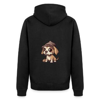 Beagle Hund Halloween Lustig Zombie - Unisex Premium Bio Zip Hoodie - Schwarz - Hinten - Nico (187cm)