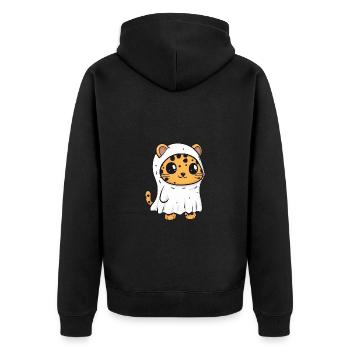 Léopard Halloween Drôle Fantôme - Veste à capuche bio Premium Unisexe - noir - Dos - Nico (187cm)