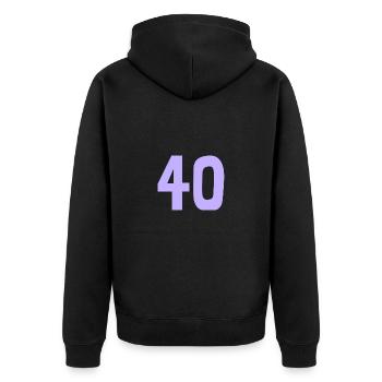 40. 40 YEARS. 40th ANNIVERSARY. 40TH ANNIVERSARY. - Unisex Premium Organic Zip Hoodie - black - Back - Nico (187cm)