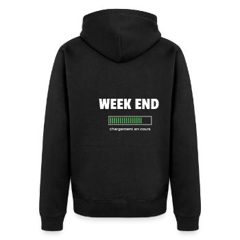 week end - Veste à capuche bio Premium Unisexe - noir - Dos - Nico (187cm)