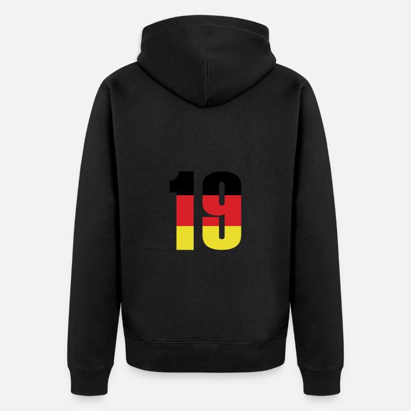 19 Numéro Allemagne Maillot - Veste à capuche bio Premium Unisexe - noir