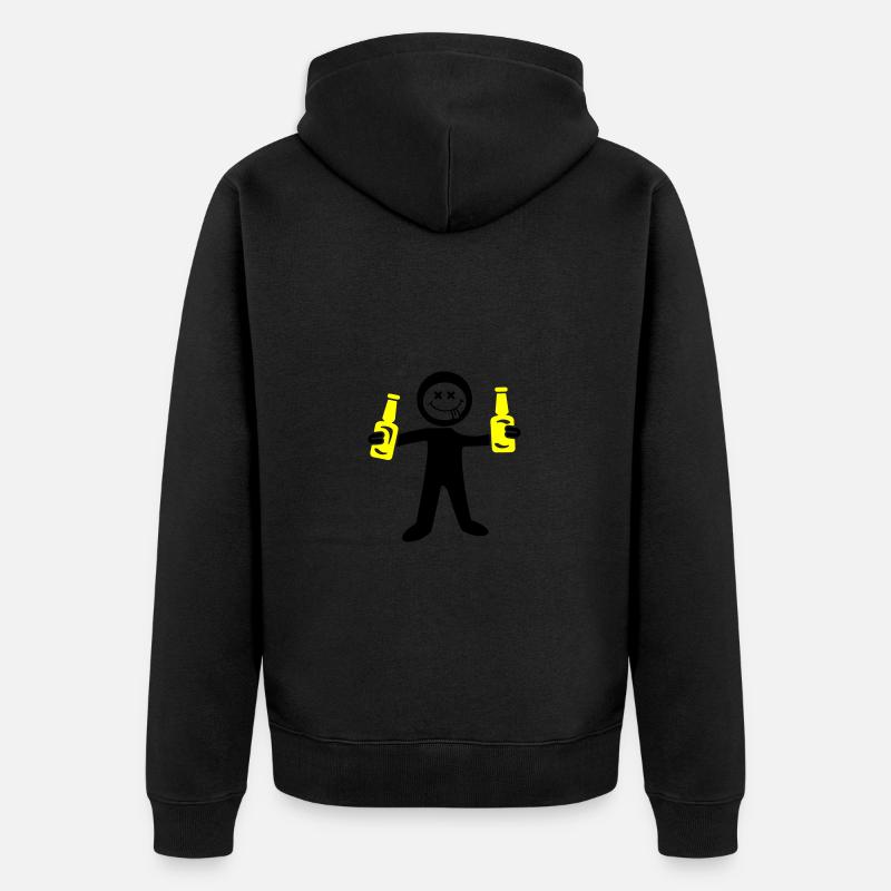 Bier Strichmännchen - Unisex Premium Bio Zip Hoodie - Schwarz